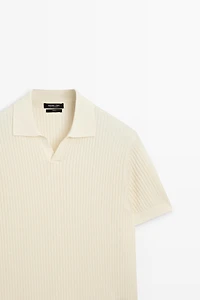 100% cotton ribbed knit polo sweater