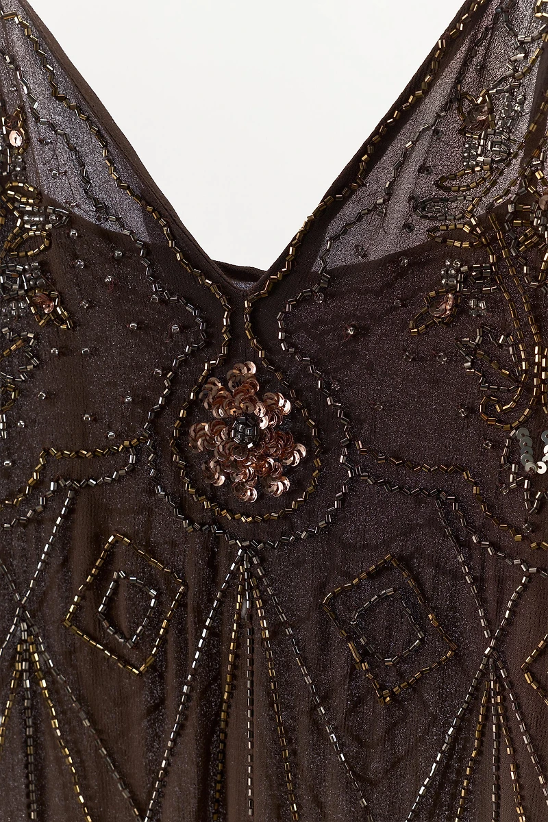 GEORGETTE DRESS WITH SEQUINS AND BEADING