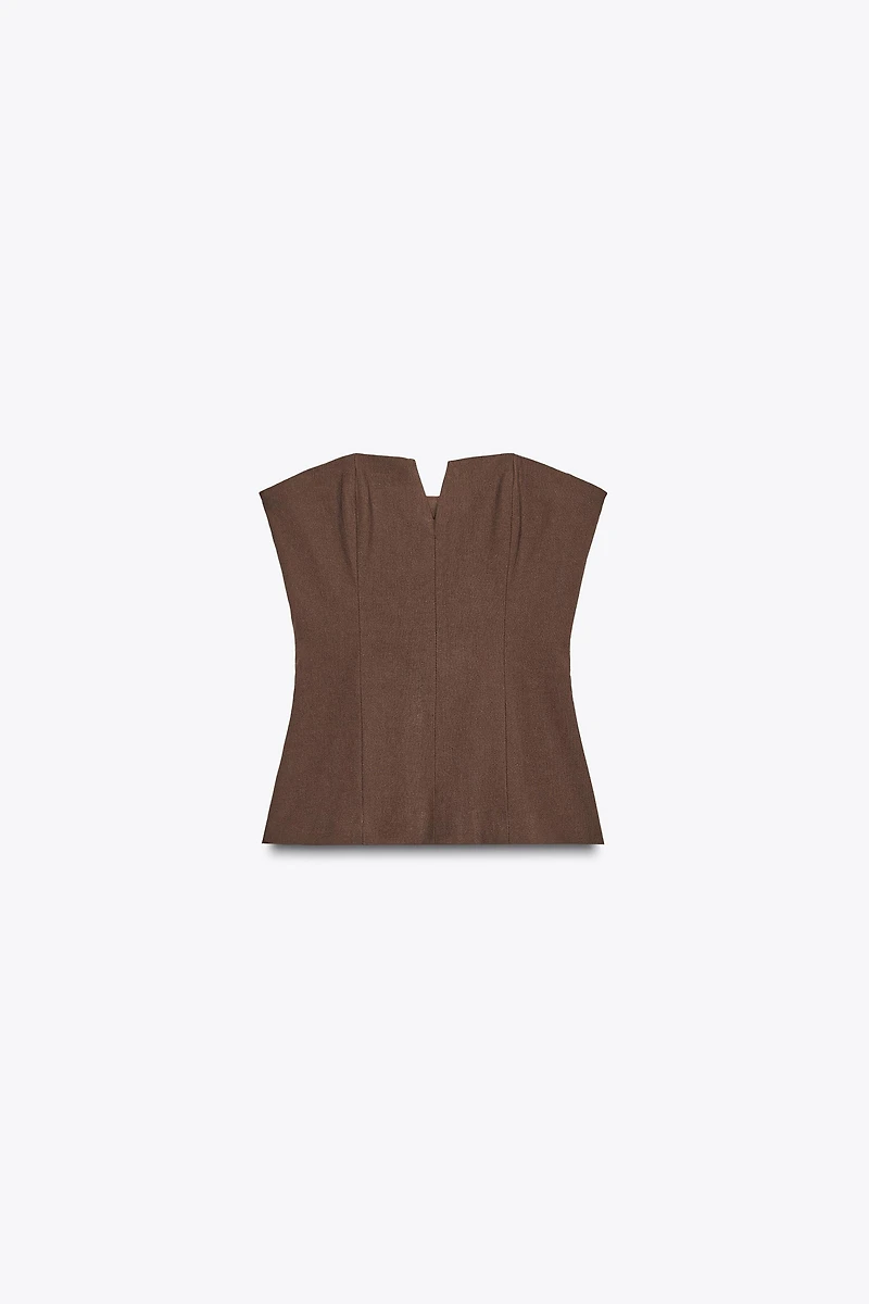 LINEN-LOOK BANDEAU TOP