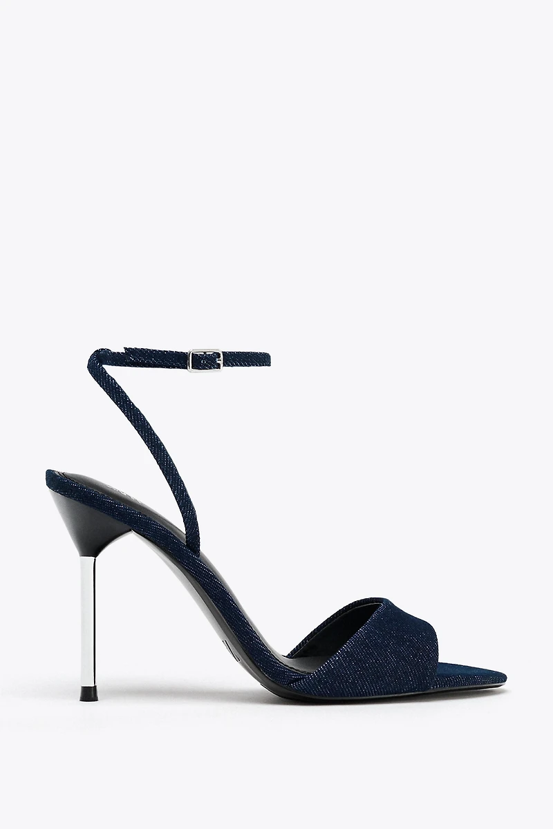HIGH-HEELED DENIM SANDALS