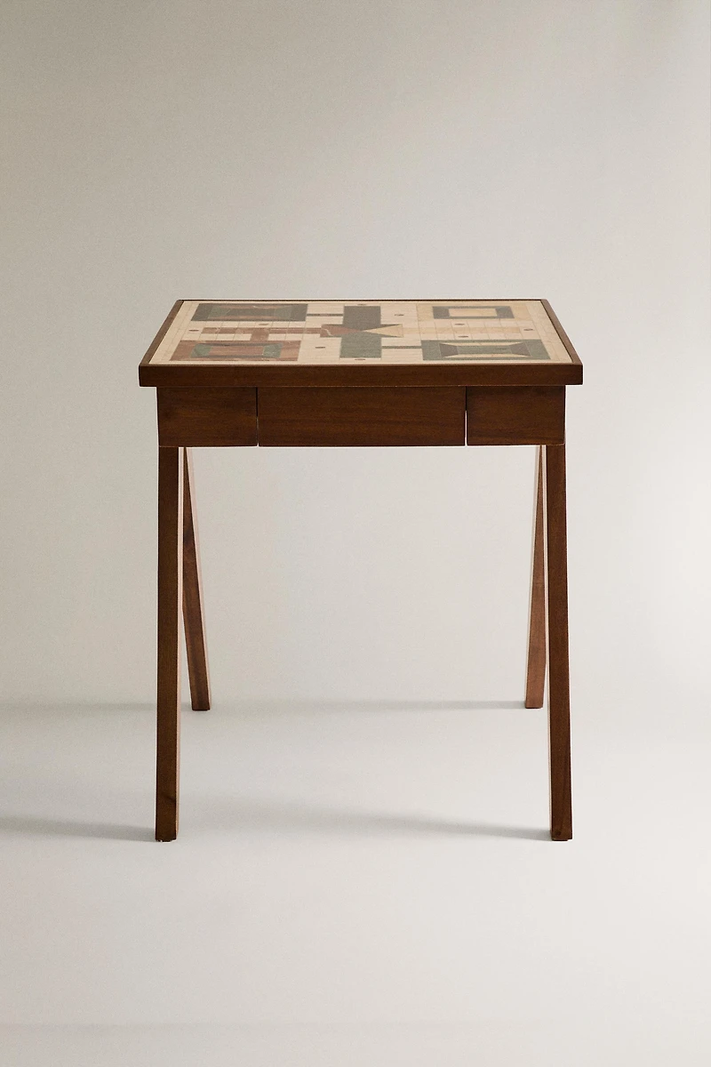 MARBLE PARCHEESI BOARD SIDE TABLE
