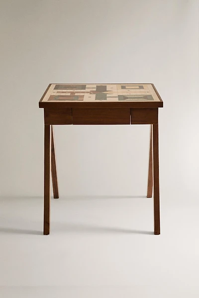 MARBLE PARCHEESI BOARD SIDE TABLE