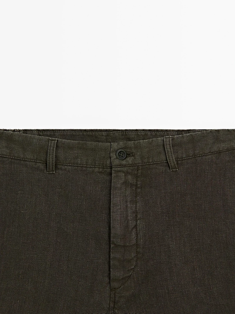 100% linen Bermuda shorts