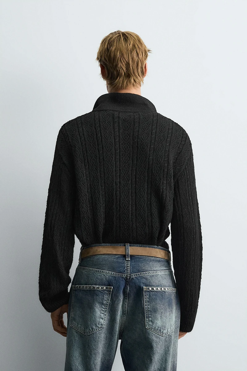 TEXTURED CORD KNIT POLO SHIRT