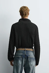 TEXTURED CORD KNIT POLO SHIRT