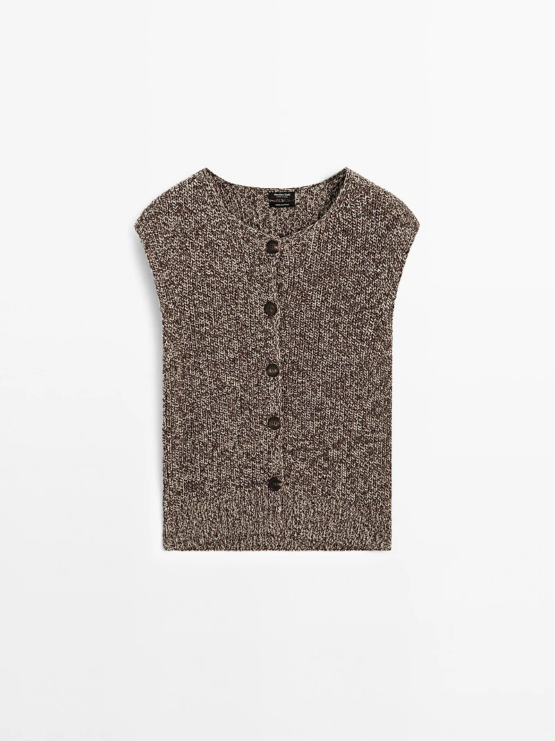 100% cotton mouliné round neck vest
