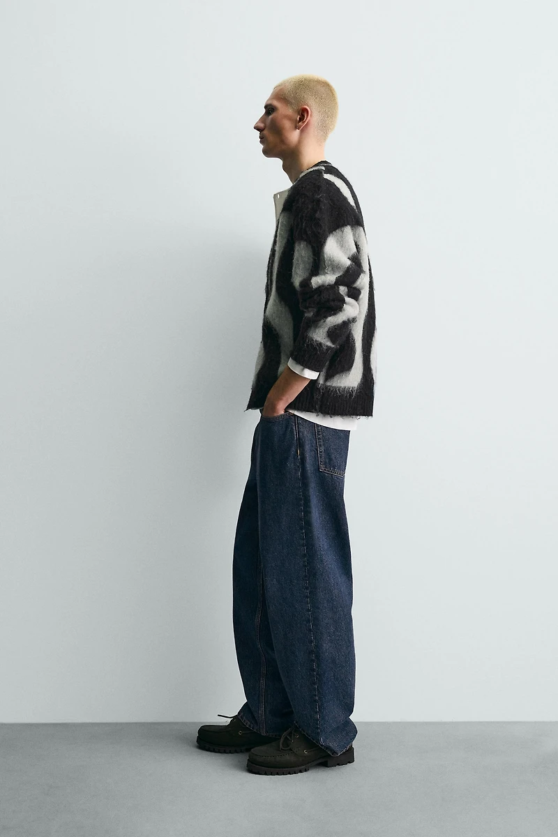 BRUSHED JACQUARD CARDIGAN