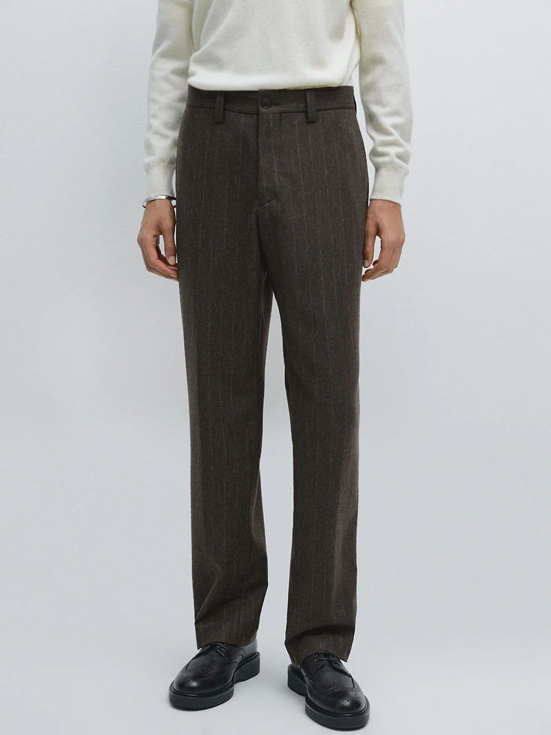 Striped wool blend suit trousers