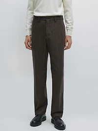 Striped wool blend suit trousers