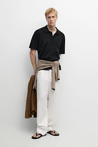 100% cotton textured contrast polo shirt