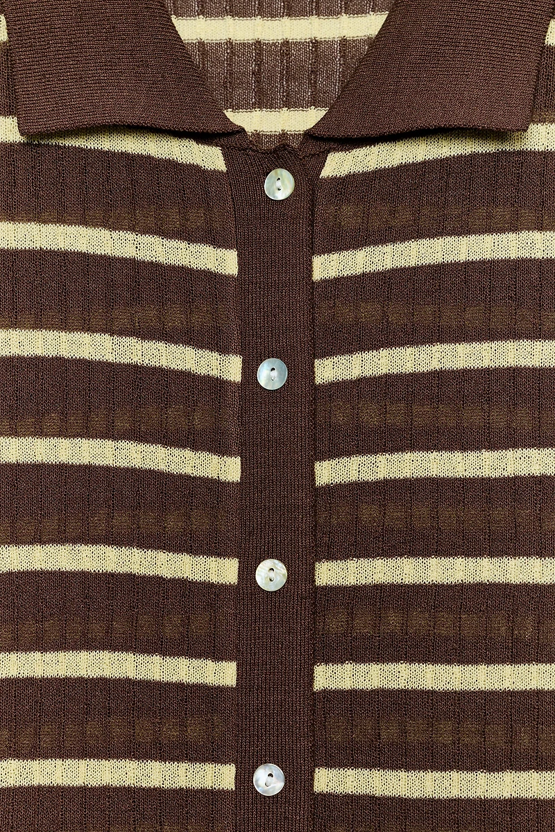 STRIPED POLO NECK TOP