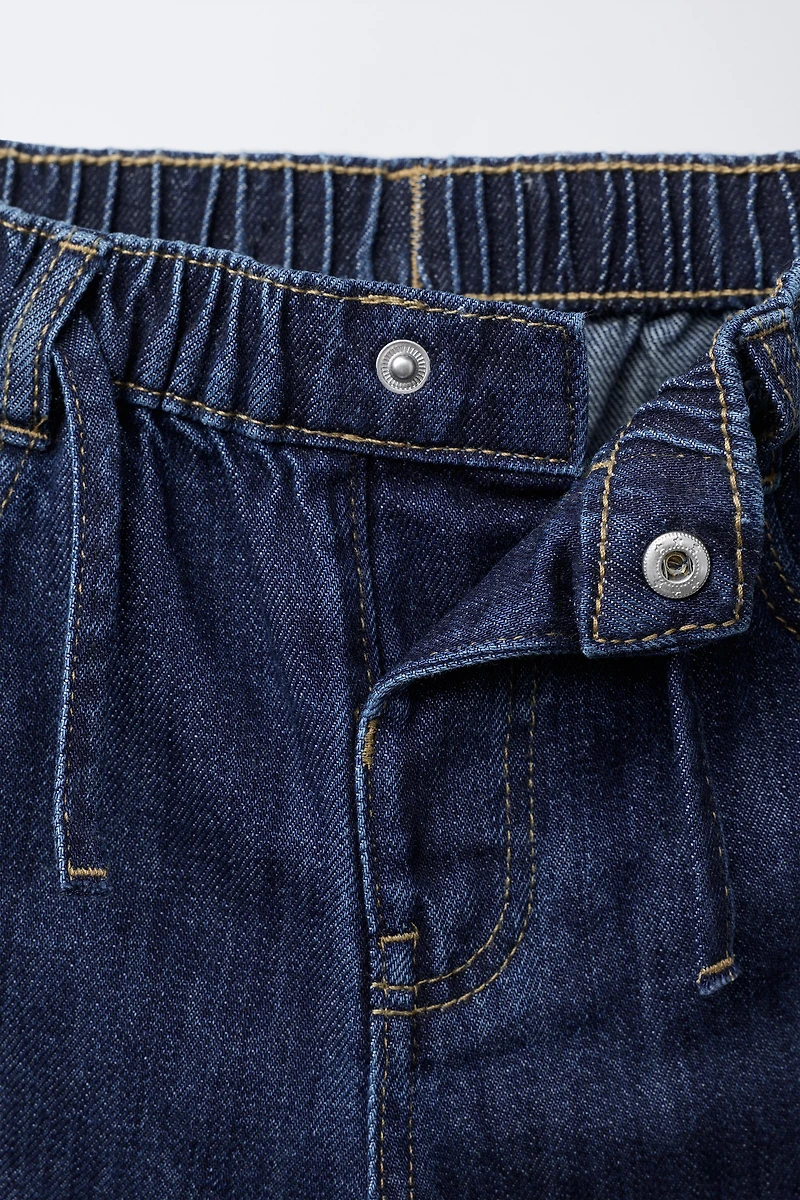 DRAWSTRING WIDE LEG JEANS