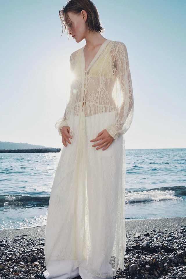 Zara ASYMMETRIC SATIN LACE DRESS ZW COLLECTION | Place Rosemre