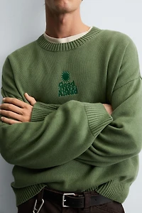 PRINTED BOXY FIT SWEATER