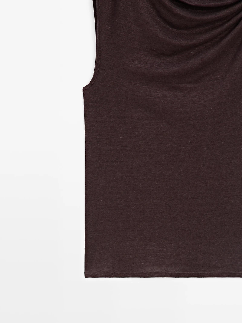 Cowl neck top with rhinestone detail