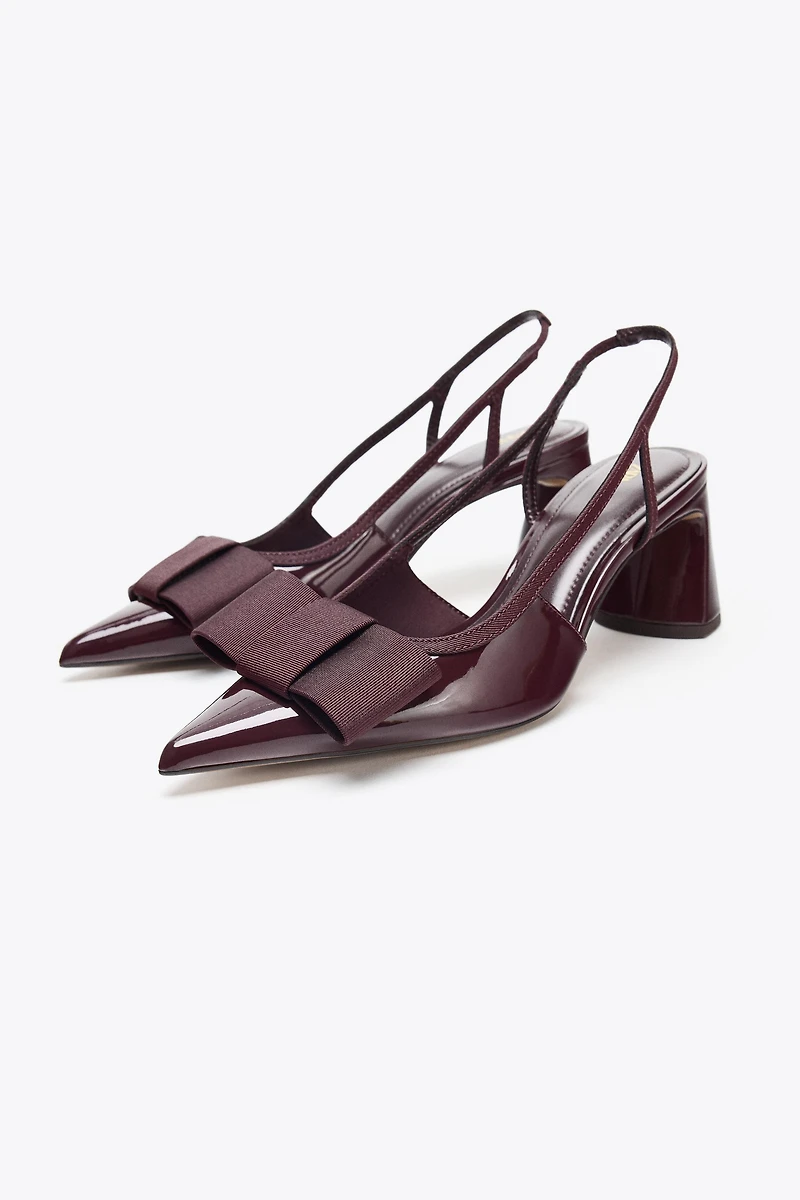 SLINGBACK HEELED SHOES WITH BOW