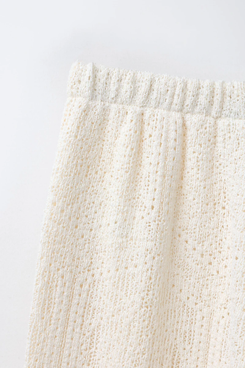 WIDE LEG OPEN-KNIT LACE PANTS
