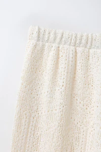 WIDE LEG OPEN-KNIT LACE PANTS