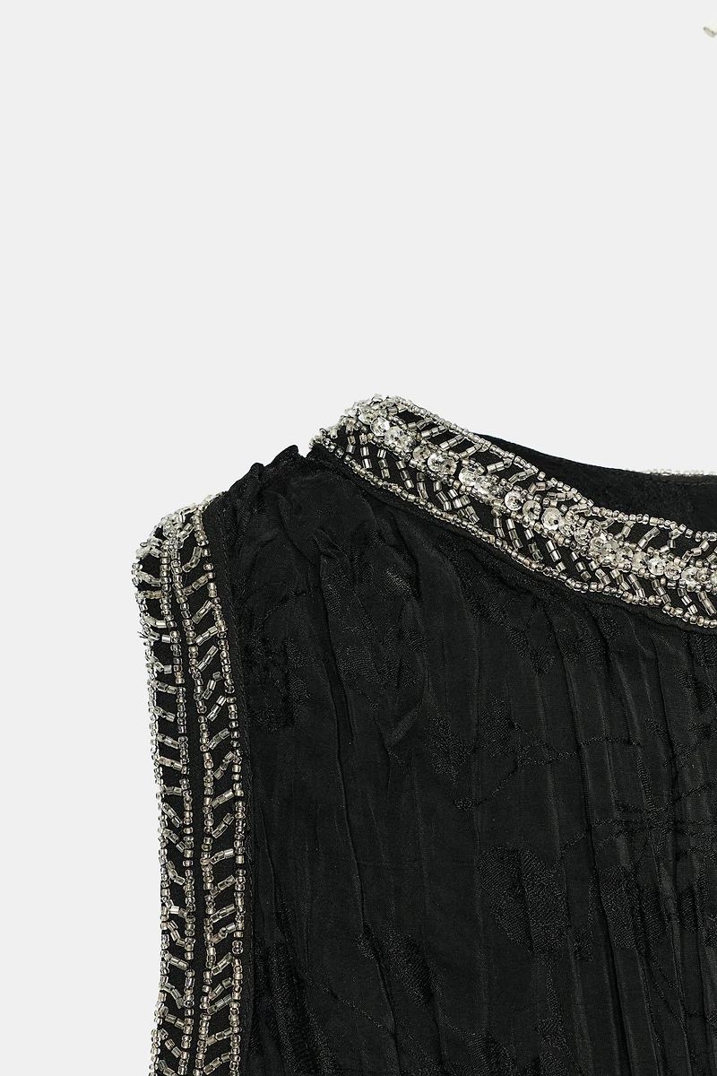 ZW COLLECTION JACQUARD BEADED TOP