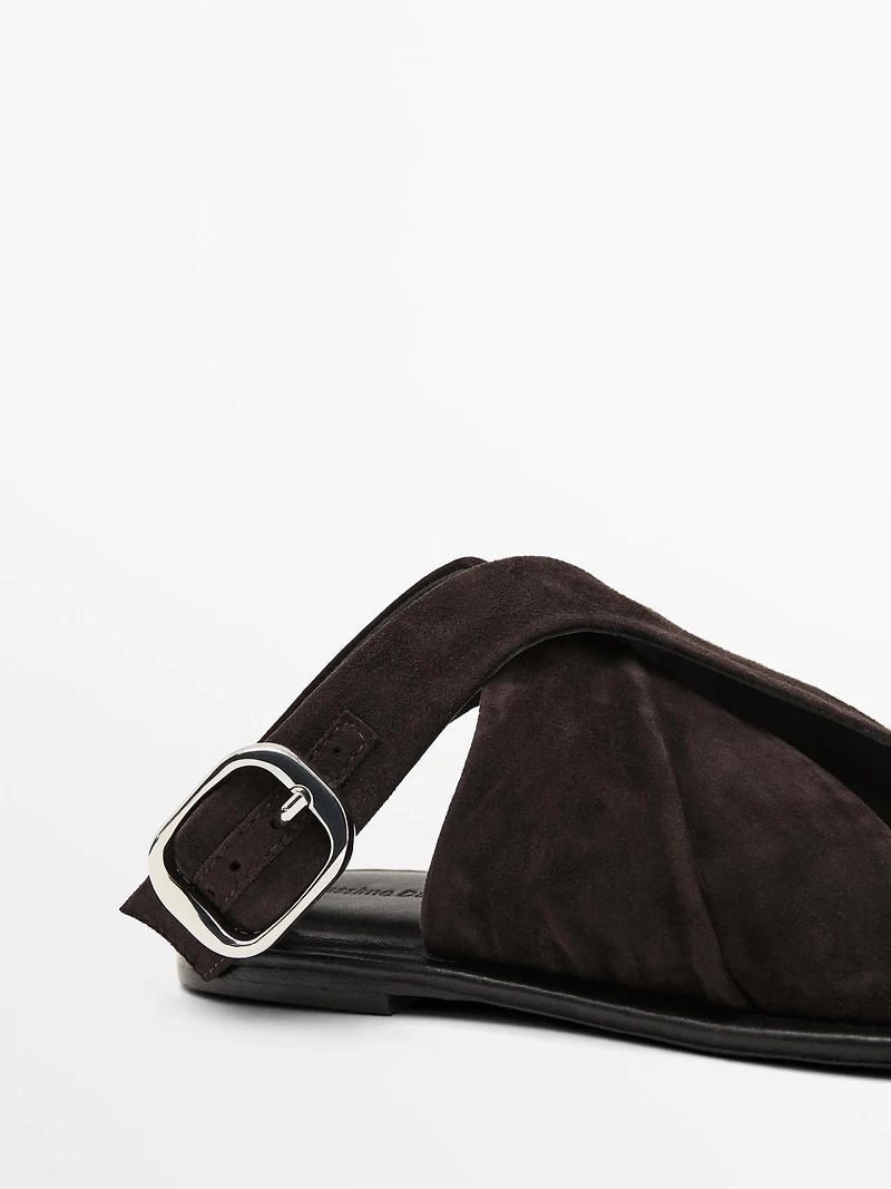 Suede crossover sandals