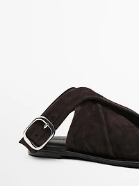 Suede crossover sandals
