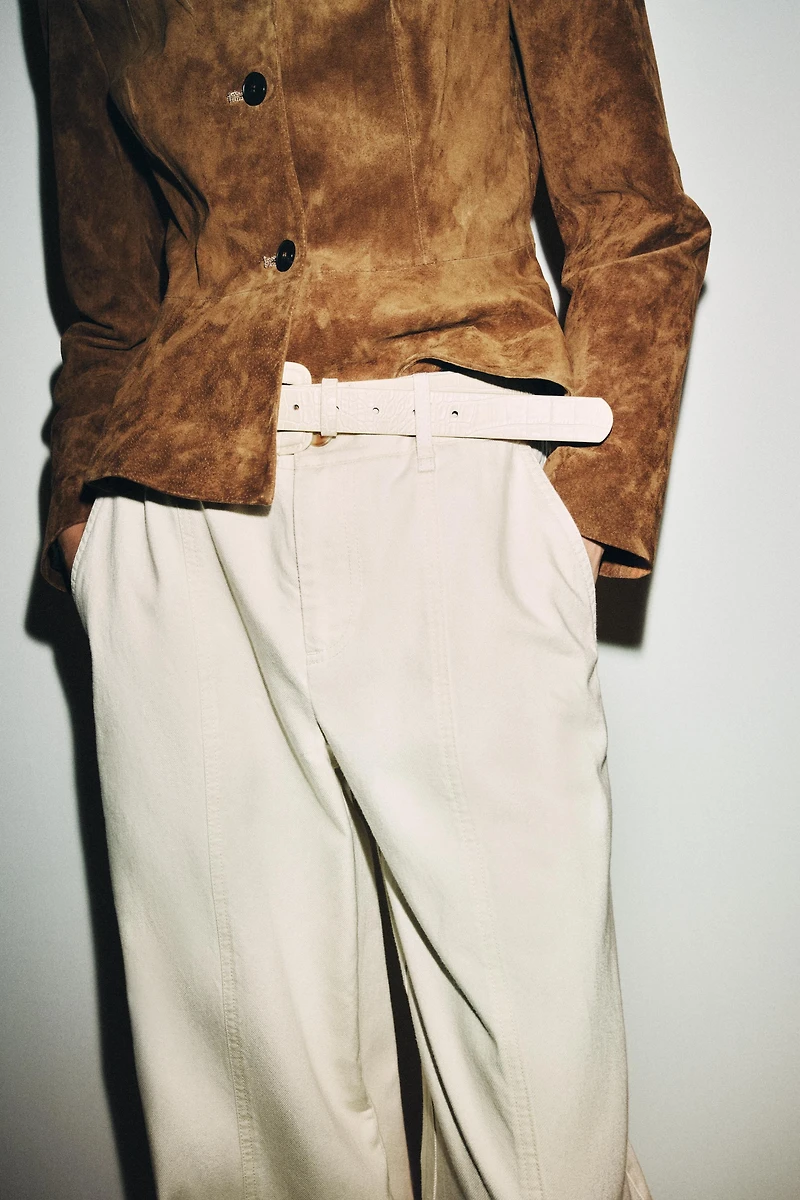 WIDE LEG BELTED PANTS