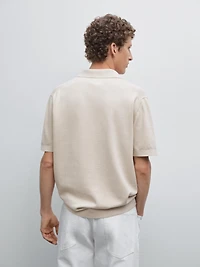 Polo en maille de coton à col zippé