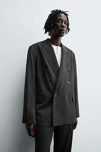 STRIPED DOUBLE BREASTED SUIT BLAZER