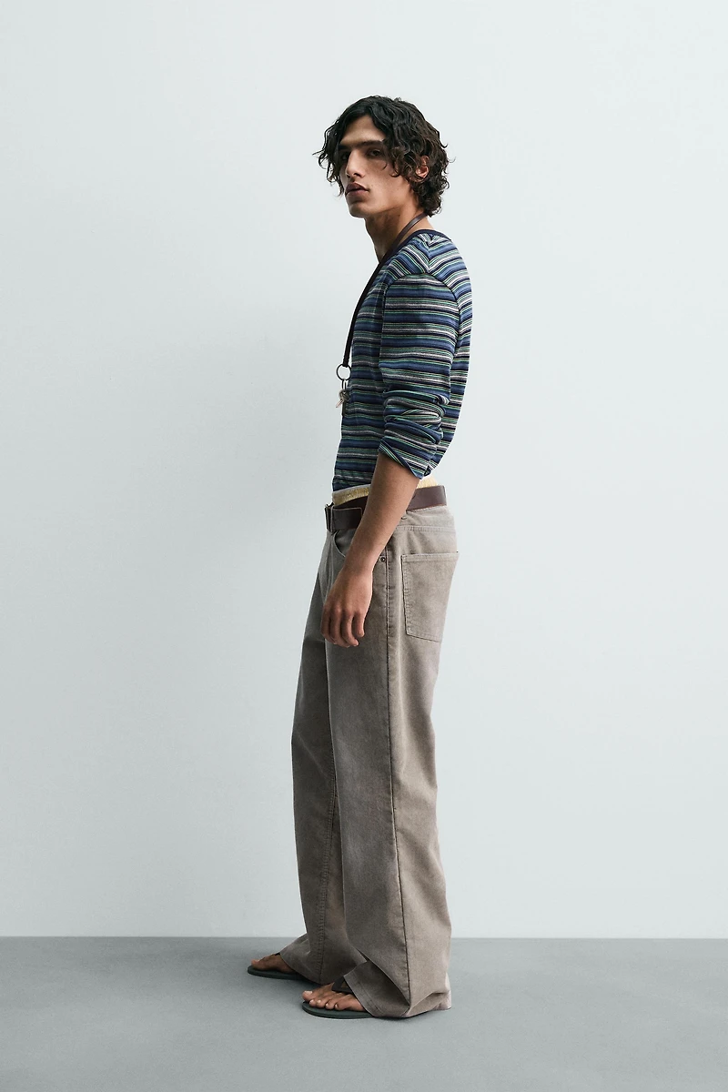 STRIPED RIBBED T-SHIRT