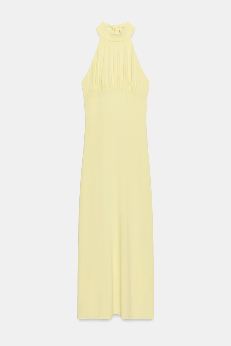 TIED HALTER MIDI DRESS