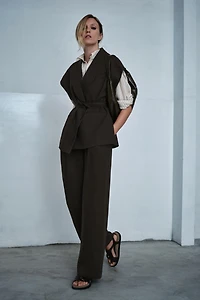 ZW COLLECTION DOUBLE BREASTED LINEN VEST