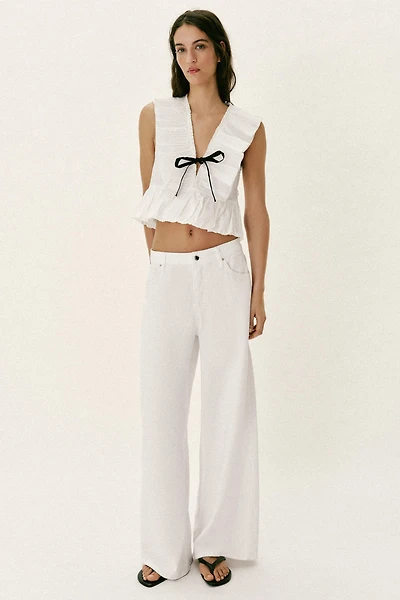 PLEATED RUFFLE BOW TOP