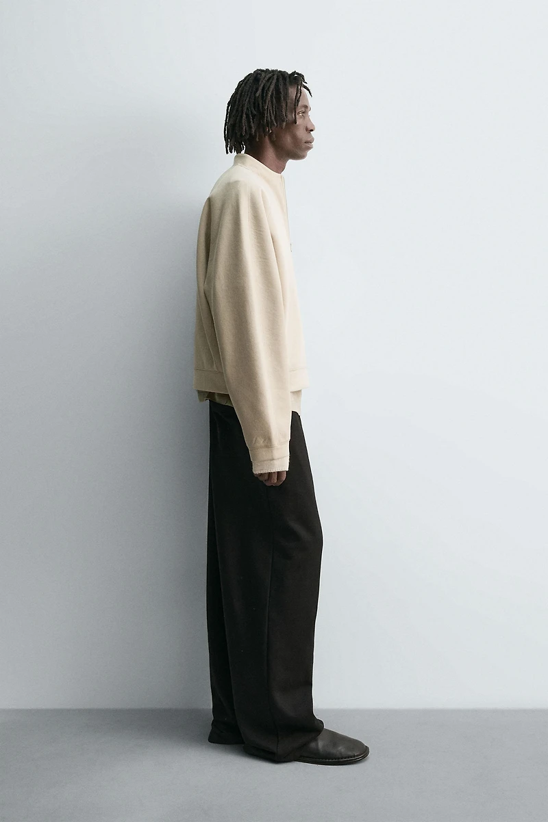 CROPPED FIT NEOPRENE EFFECT SWEATSHIRT WITH STUDS