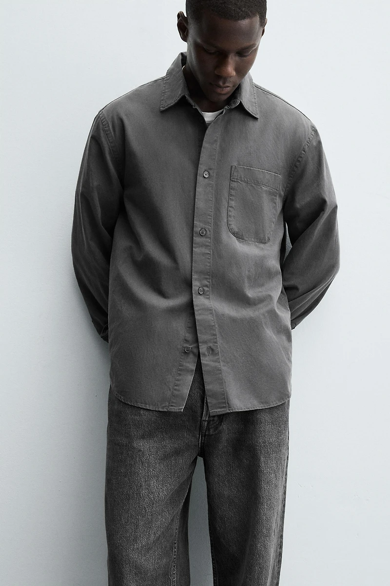 WASHED TWILL TEXTURED SHIRT