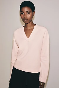 COTTON V-NECK SWEATSHIRT