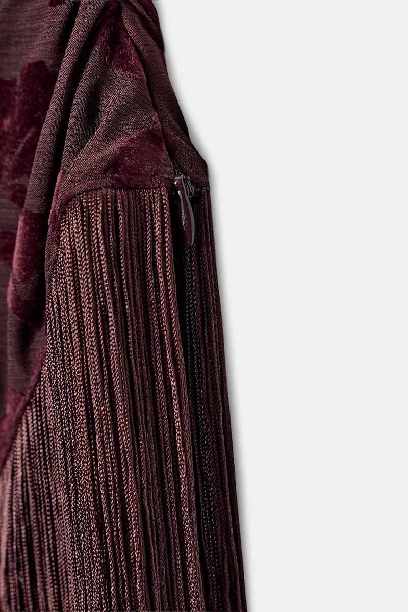 TOP ASYMÉTRIQUE À FRANGES DEVORÉ