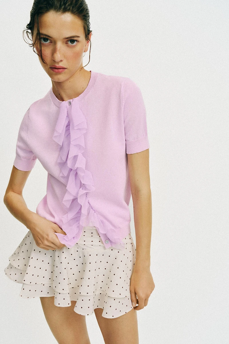 JUPE-PANTALON À VOLANTS ET POIS