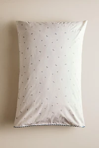 TAIE D’OREILLER EN COTON ENFANT FEUILLES ET POINTS