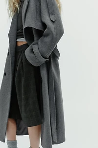 DOUBLE-BREASTED BELTED COAT WITH LOOPS