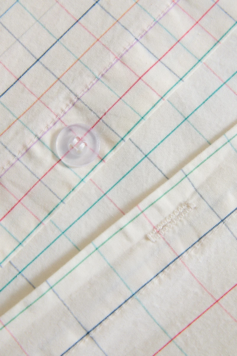 KIDS' CHECKED COTTON DUVET COVER