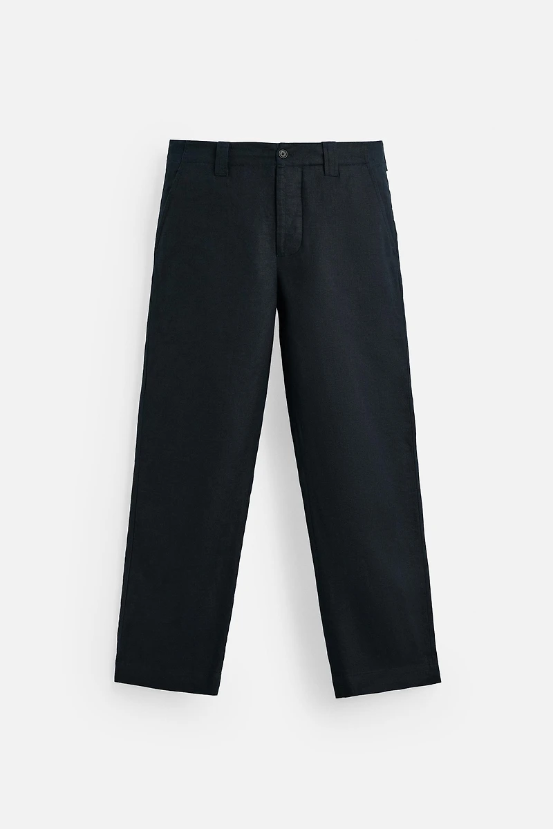 STRAIGHT FIT 100% LINEN PANTS