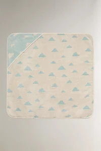 HOODED CLOUD PRINT BATH TOWEL