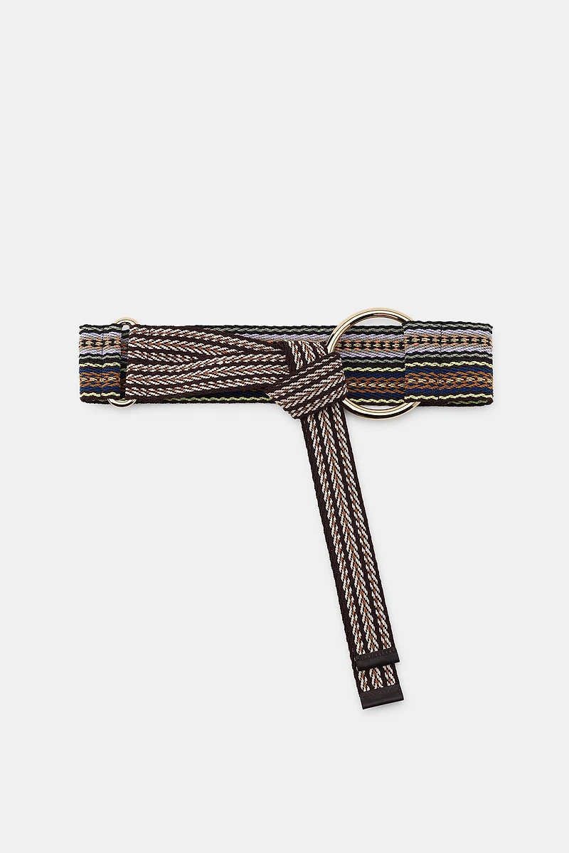 WIDE STRIPED WOVEN BELT