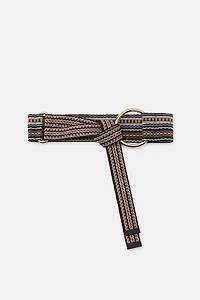 WIDE STRIPED WOVEN BELT