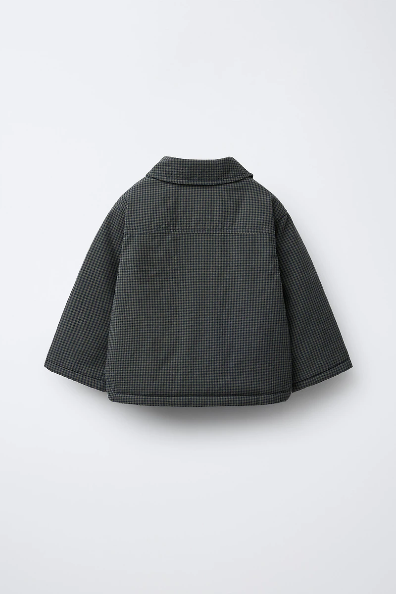 GINGHAM PRINT PUFFER JACKET