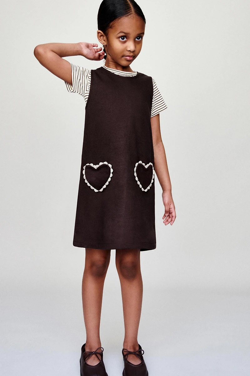 PONTE KNIT DRESS WITH HEART POCKETS