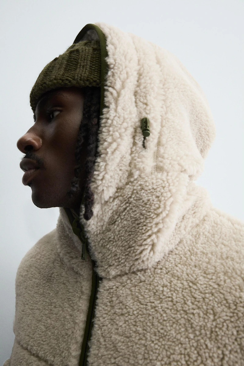 COMBINATION FAUX SHEARLING JACKET