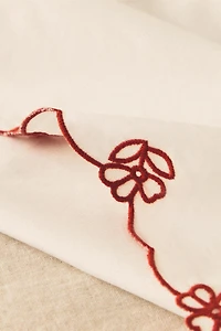 KIDS EMBROIDERED FLORAL FLAT SHEET