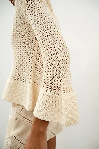 RUFFLED KNIT SWEATER