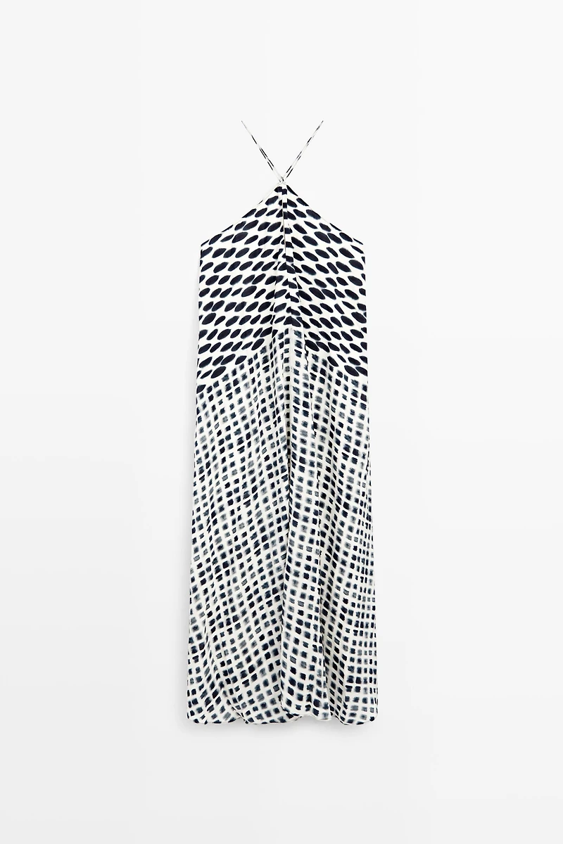 Printed flared midi dress